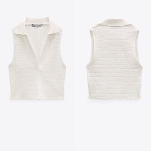 Zara Jacquard Polo Tank - White (ref 1198/002)